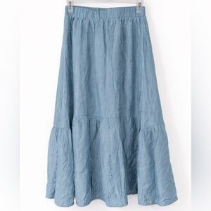 Light Blue Tiered Maxi Skirt - Women's Casual A-Line